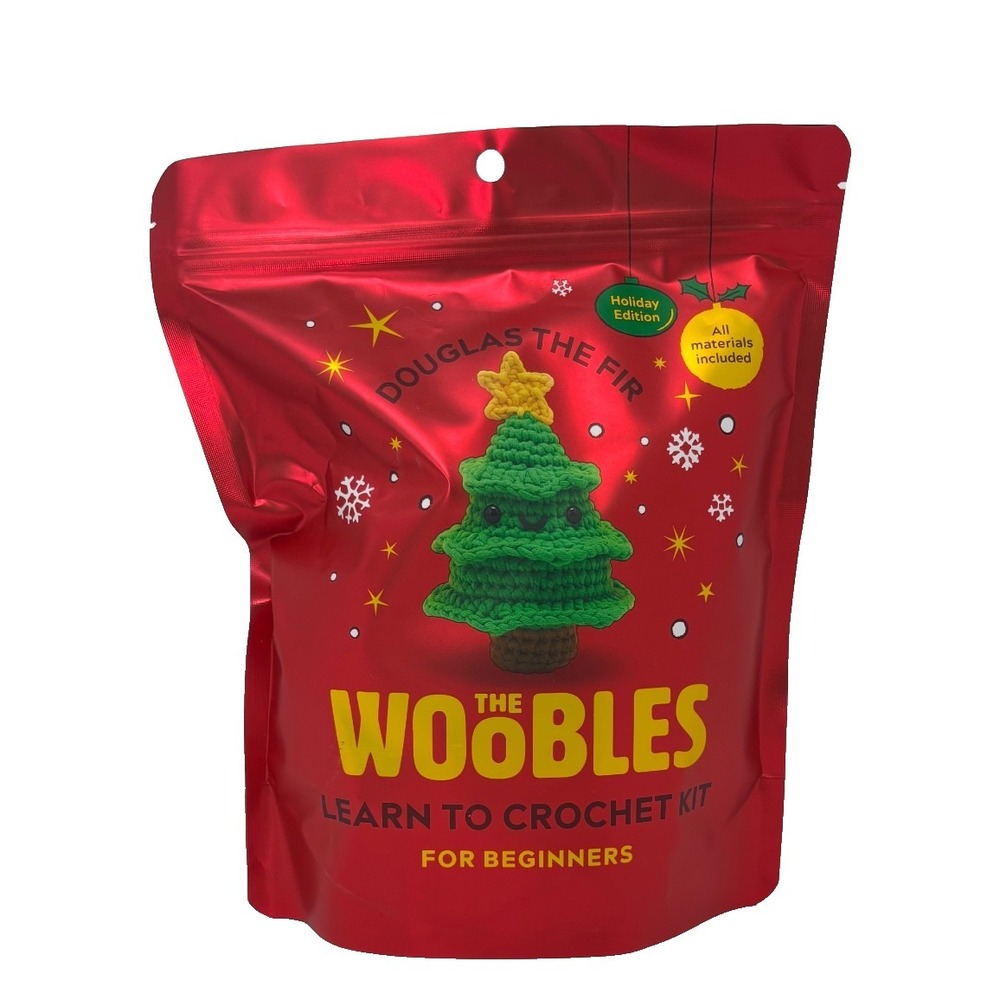 The Woobles Douglas The Fir‎ Holiday Edition Crochet Kit Red Printed Hook NEW